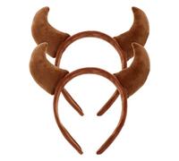 Beaupretty fascia di corno del diavolo animale vestire la fascia Costume di Halloween cappello in corno di per cosplay tessuto Marrone