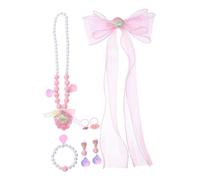 Beaupretty Gioielli Per Bambine Tema Sirena Collana Di Conchiglie Braccialetto Di Perle Orecchini Anello e Fermagli Per Capelli Fiocco Per Feste Di Compleanno e Gioco Di Ruolo