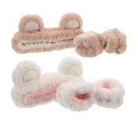 Beaupretty Graziose Orecchie Da Orso Di Fascia Per Pulizia Del Viso e Braccialetti in Tessuto Regolabile Per Bagno La Cura Uso Quotidiano
