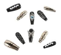 Beaupretty Manicure Gotica: Unghie Finte Nere Fatte a Mano Adesivi per Unghie Gotiche alla Moda con Croce Punk