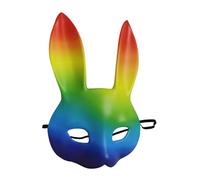 Beaupretty Maschera Coniglio Multicolore in PU Pelle per Halloween Carnevale e Festa Mascherata Donna Maschera Animale Spaventosa e Colorata per Eventi e Parate