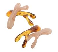 Beaupretty Massaggiatore per Capelluto in Resina 4 Pezzi, Raschietto Guasha Naso a Doppia Forcella Beige e Ambra, Strumento per Massaggio Viso e Relax a Casa e Saloni di Bellezza