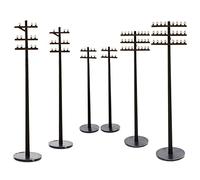 Beaupretty Mini Pali del Telegrafo Accessori per Diorami 6 Pezzi 1:87 in ABS Nero Lavorazione Fine e Resistenza alla Deformazione per Micro Paesaggi e Mini Giardini