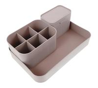 Beaupretty Organizer da Scrivania per Manicure con Grande Vassoio e Portapenne Multifunzionale per Cancelleria e Strumenti per Ufficio Studio o Toeletta Elegante Colore Rosa Grigio