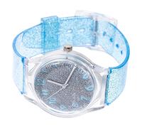 Beaupretty Orologio da Polso al Quarzo per Bambini Cinturino Regolabile Trasparente Blu Glitter, Decorazione Splendente per Regalo Scolastico e Festa