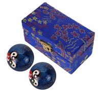 Beaupretty Palline cinesi in materiale smaltato per esercizi a mano, 2 pezzi, con campanella integrata e vivaci motivi bagua, palline per le mani per terapia e routine di fitness, per anziani e uso