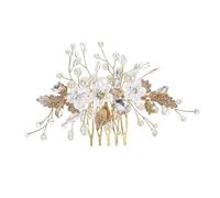 Beaupretty Pettine Da Sposa Artigianale Con Fiori Artificiali e Perline Accessorio Elegante Per Matrimoni Decorazione Per Da Cerimonia Per Damigelle