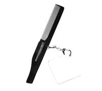 Beaupretty Pettine Pieghevole Uomo Tascabile in Materiale Resistente con Denti Sottili Specchietto Quadrato e Portachiavi Leggero e Compatto per Viaggi e Cura Barba