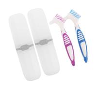 Beaupretty Porta Spazzolino da Viaggio Compatto in Plastica Setole Fini, Design Portatile e Due Set per Pulizia Denti Finti e Apparecchi Ortodontici
