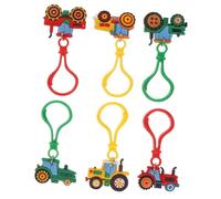Beaupretty Portachiavi Ciondolo Smaltato a Forma di Trattore Agricolo in Plastica Resistente, Set da 6 Pezzi, Accessori Carini per Bambini, Decorazioni per Zaini, Borse e Feste Scolastiche