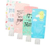 Beaupretty Sacchetti Ricaricabili per Cosmetici da Viaggio 4 Pezzi 100ml Set Vuoto Compressione con Coperchio per Shampoo Lozione Bagnoschiuma Kit Bagno Portatile per Viaggiatore