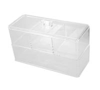 Beaupretty Scatola per Cotton Fioc Coperchio Organizer da Scrivania Trasparente Dispenser per Dischetti di Cotone Contenitore per Trucchi e Pennelli per Riporre Vari Accessori nella Stanza