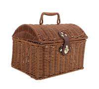 Beaupretty Scatola per Mahjong Rattan Imitazione Cassa Decorativa Retro con Scatola Woven Rectangolare per Stoccaggio e Esposizione Design Boho Elegante e Pratico per Viaggi e Giochi