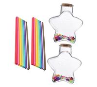 Beaupretty Set 2 Bottiglie Trasparenti con Coperchio per Decorazione di Bottiglie dei Desideri, Contenitori di Plastica a Forma di Cuore con Carta Origami Colorata, per Artigianato Fai da Te