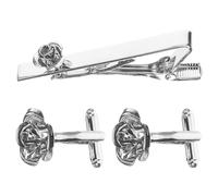 Beaupretty Set Cufflinks e Fermacravatta Uomo Argento Rosa in Ottone Resistente e Leggero, Accessori Eleganti per Abiti Formali e Eventi Business