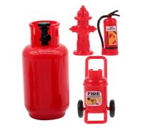 Beaupretty Set Mini Estintore Giocattolo da Scrivania Serbatoio di Gas e Idrante in Miniatura, Accessori per Casa delle Bambole, Decorazione Realistica per Scene Fotografiche e Diari