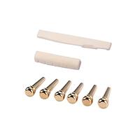 Beaupretty Set Ponte in Ottone, Capotasto e Selletta in Osso Bovino per Chitarra Acustica Folk 6 Corde, Kit Piroli per Ponte, Ricambio Parti Strumento Musicale