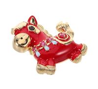 Beaupretty Spilla a Forma di Cavallino in Rame con Pietre Decorative per Capodanno Cinese, Spilla Decorativa per Festività e Abbigliamento Vintage