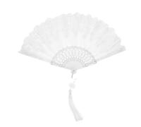 Beaupretty Ventola Pieghevole di Rosa di Piuma Spagnoli Palmari Ventilatore Palmare Ventilatore Portatile Spagnolo Ventilatori Portatili Pieghevoli Ventagli da Donna Pizzo Bianca