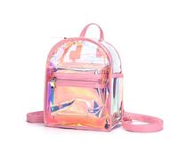 Beaupretty Zaino Trasparente Ragazze Rosa Dazzling Design Leggero e Pratico con Zip per Viaggi e Scuola