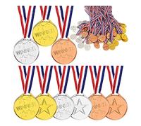 Beausoleil 100 Pezzi per Bambini in Plastica Medaglie del Vincitore Medaglie del Vincitore Oro Argento Bronzo Medaglie del Vincitore per Feste, Giochi, Sport