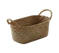 Beausoleil Cesto portaoggetti intrecciato a mano paglia recipiente cibo organizzatore trucco in rattan supporto caso di albero del pane (S, 24 x 15 x 9 cm)
