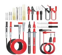 Beausoleil Kit di 25 cavi di prova in silicone per multimetro P1308D con chiave ad ago sostituibile, pinza a coccodrillo, spina a banana da 4 mm, multimetro digitale in PVC e rame
