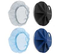 BEAUTAIL - Set di 4 spugne esfolianti in silicone per il corpo, schiuma ricca ed esfoliante con spazzola delicata o rete più solida, igieniche, resistenti, facili da pulire, 2 spazzole (nero+blu), 2