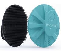 BEAUTAIL Spazzola esfoliante per il corpo in silicone, 2 pezzi, per la pulizia della pelle sensibile dei bambini, facile da pulire, schiuma piacevole, igienica, nero+ciano