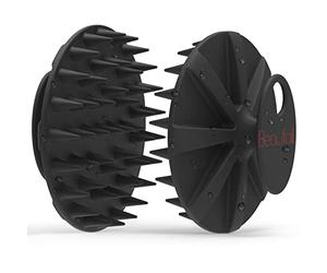 BEAUTAIL Spazzola massaggiante per cuoio capelluto, shampoo per capelli, in silicone, per esfoliare, massaggi della testa, depilazione della forfora e crescita dei capelli, 1 pezzo, nero