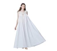 BEAUTELICATE Camicia da Notte Donna Estate 100% Cotone Lunga Vittoriano Camicia da Notte Maniche Corta Vintage Principessa Pigiama (Scollo Intrecciato - Avorio,XXL)