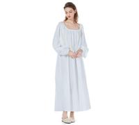 BEAUTELICATE Camicia da Notte Donna in Cotone Maniche Lunghe Camicia da Notte Vittoriano Lungo Pigiami Vintage Principessa Sleepwear Estivo (Avorio - Maniche Lanterna,XL)