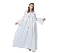 BEAUTELICATE Camicia da Notte Donna in Cotone Maniche Lunghe Camicia da Notte Vittoriano Lungo Pigiami Vintage Principessa Sleepwear Estivo (Avorio - Maniche Svasate,L)