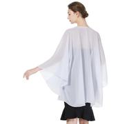 BEAUTELICATE Coprispalle Chiffon Donna Elegante Scialle Cardigan Kimono Lungo con Giromanica Trasparente Cover Up Estivo Mantelle per Abiti Sposa Damigella Matrimonio Festival (Bianco)