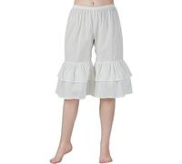 BEAUTELICATE Cotone Sottovesti a Pantalone Vittoriano Donne Mutande Sottoveste Bloomers Pants (Avorio - Volant a 2 Strati, M)