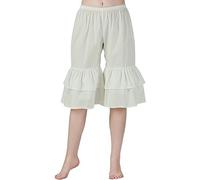 BEAUTELICATE Cotone Sottovesti a Pantalone Vittoriano Donne Mutande Sottoveste Bloomers Pants (Beige - Volant a 2 Strati, M)