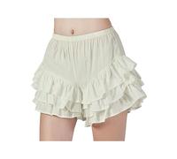 BEAUTELICATE Donna Bloomer Shorts Cotone Vittoriani Pantaloni da Pigiama Vintage con Volant a più Livelli Pumphose Renaissance Pantaloncini Intimo (Cream,XL)
