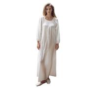 BEAUTELICATE Donna Camicia da Notte Mussola di Cotone Maniche a Campana Lunghe Sexy negligé Vittoriano Vestaglia Lungo con Pizzo Morbido Leggero Vintage Pigiama