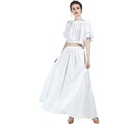 BEAUTELICATE Donna Gonna Lunga Cotone Vittoriana Estiva Stile Rinascimentale Boemia Gonna Grande Swing Maxi Gonna Medievale Gypsy Costume (Bianco, L)