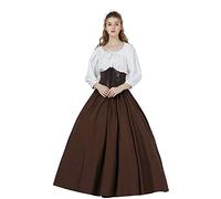 BEAUTELICATE Donna Gonna Lunga Cotone Vittoriana Estiva Stile Rinascimentale Boemia Gonna Grande Swing Maxi Gonna Medievale Gypsy Costume (Marrone, M)