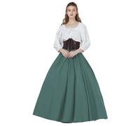 BEAUTELICATE Donna Gonna Lunga Cotone Vittoriana Estiva Stile Rinascimentale Boemia Gonna Grande Swing Maxi Gonna Medievale Gypsy Costume (Verde, M)