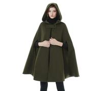 BEAUTELICATE Donna Mantello con Cappuccio Inverno Misto Lana Cappotto Medievale Robe Lungo Poncho Giacca con Giromanica per Cosplay Halloween Costume Natale Matrimonio