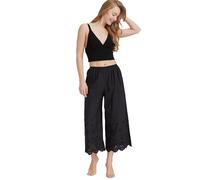 BEAUTELICATE Donna Pantaloncini Sottogonna Vittoriano Pigiama Vittoriano Cotone Medievale Costume Mutande Larga Casual Sottovesti a Pantalone (Nero - Ricamato Fiore, XXL)