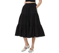 BEAUTELICATE Gonna Cotone Donna Vintage A-Linea Midi Lunga Estate Tinta Unita con Tasche Vita Elastica S-XXL