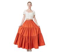 BEAUTELICATE Gonna Lunga in Cotone Medievale Sottoveste Gonna Plissettata Vita Elastica Vittoriana Costume Boemia Gonne Gypsy