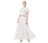 BEAUTELICATE Gonna Lunga in Cotone Medievale Sottoveste Gonna Plissettata Vita Elastica Vittoriana Costume Boemia Gonne Gypsy