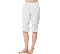 BEAUTELICATE Pantaloni Vittoriano Donna Cotone Vittoriano Bloomers con Volant Vintage Mutandone Sottogonna Pantaloni da Pigiama Pumphose Avorio Cream (Avorio Senza Fodera,L)