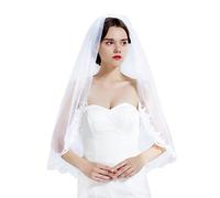 BEAUTELICATE Pizzo Veli da Sposa Accessori da Sposa Fasce da Donna Decorazioni per Capelli di Matrimonio per Veli Tulle a 1 Strati Bordi Ricamati Bianco o Avorio