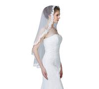 BEAUTELICATE Pizzo Veli da Sposa Accessori da Sposa Fasce da Donna Decorazioni per Capelli di Matrimonio per Veli Tulle a 1 Strati Bordi Ricamati Bianco o Avorio