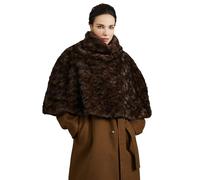 BEAUTELICATE Poncho Stola Pelliccia Sintetica Donna Collo Alto Mantella Cape Calda Scialle Coprispalle Medievale Pelliccia per Invernale Autunno Halloween Costume Vichinga,S